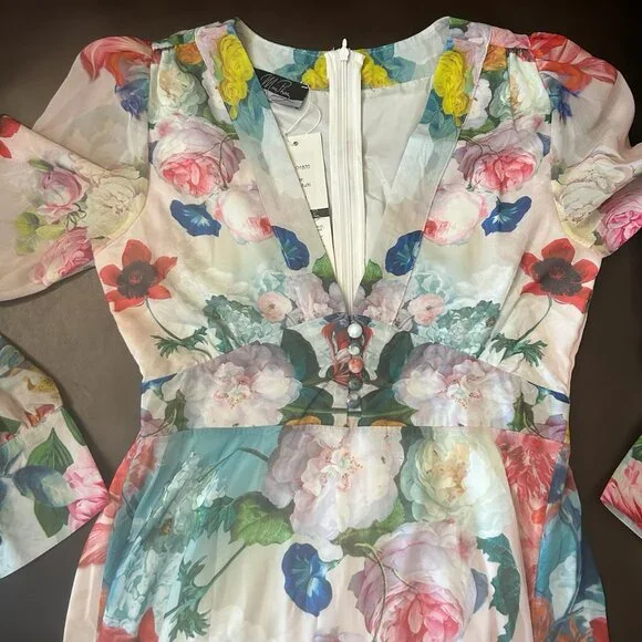 NWT Dalia MacPheeFloral Garden French Country Style Feminine Maxi Dress